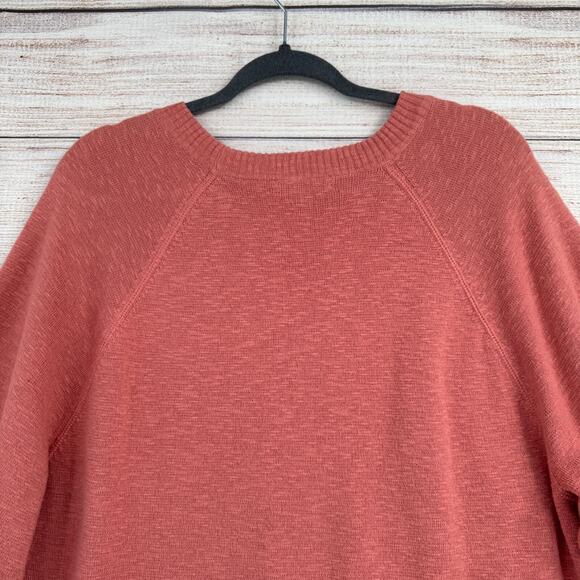 Madewell 3/4 Sleeve Oversized Rough Hem Crew Neck Sweater Women's Medium Pink - Picture 4 of 12